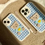 خرس پارچه ای با بند سیلیکونی آیفون / سامسونگ / شیائومی (کدc1207)