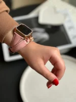 بند اپل واچ چرم کارتیر سانتوس همراه با گارد نگین دار (کدw5008) - Image 3