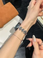 بند اپل واچ Diamond leaf bracelet با گارد نگینی (کدw5072) - Image 3
